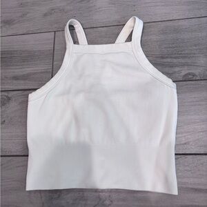 Athleta White Ribbed Tank Crop Top